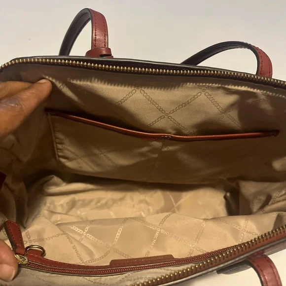 AUTHENTIC Michael Kors orange-reddish in color tote Bag. - Picture 10 of 15